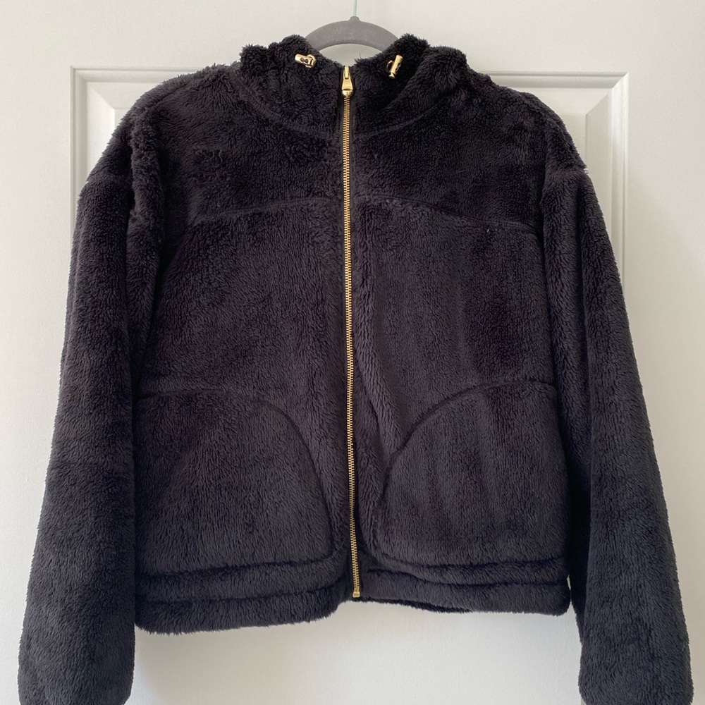 Loose Cozy Sherpa Crop Zip Hoodie